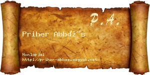 Priher Abbás névjegykártya